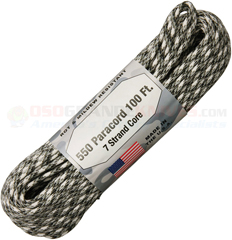 Snow Camo 550 Paracord (Type III Mil Spec 7 Strand 550 Lbs. Parachute Cord) 100 ft. Hank Made in USA RG1203H