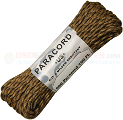 FDE Camo 550 Paracord (Type III Mil Spec 7 Strand 550 Lbs. Parachute Cord) 100 ft. Hank Made in USA RG1209H