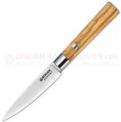 Boker Damast Olive III Paring Knife (3.75 Inch Damascus Blade) Olive Wood Handle 130430DAM
