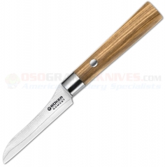 Boker Damast Olive VII Vegetable Paring Knife (3.13 Inch Damascus Blade) Olive Wood Handle 130438DAM
