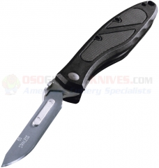 Havalon Piranta-Zytel Pro Trophy Skinner Folding Knife (Uses 2.75 Inch #60XT Scalpel Blade) Black ABS Handle + 12 Extra Blades + Free Holster XT60Z