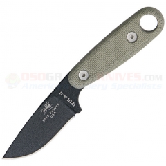 ESEE Knives Izula II Neck Knife Fixed (2.875 Inch 1095HC Black Plain Blade) Green Micarta Handle + Black Hard Sheath + Clip Plate ESIZ2B