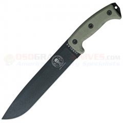ESEE Knives Junglas Machete Knife Fixed (10.38 Inch Black 1095HC Plain Blade) Light Green Micarta Handle + Black MOLLE Compatible Kydex Sheath ESJUNGLAS