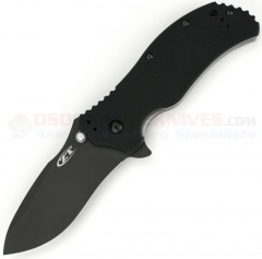 Zero Tolerance Model 0350 Assisted Opening Combat Folding Knife (3.25 Inch S30V Black Plain Blade) Black G10 Handle ZT