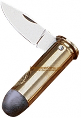 United Cutlery .44 Magnum Bullet Knife (1.12 Inch Satin Plain Blade) Brass Plated Handle UC0865
