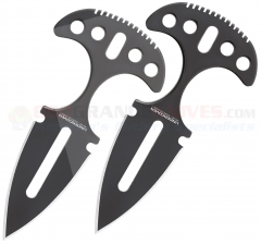 United Cutlery Undercover Black Push Daggers Twin Set (2.0 Inch Double-Edge 420J2 Black Blade) Stainless Steel Handle + Wrist Sheath 1487B
