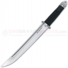 United Cutlery Honshu Tanto I Fixed (10.75 Inch Satin Plain Blade) Black Rubber Handle + Leather Sheath 2629