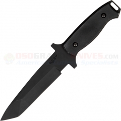 Bear OPS CQC Tanto Tactical Combat Knife (6.0 Inch 154CM Black Plain Blade) Black G10 Handle + Ballistic Nylon Sheath CQC110B4T