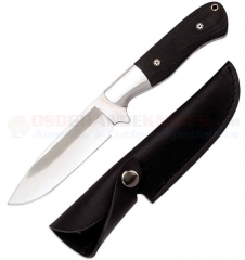 Meyerco MKSTK Charles Sauer Hunting Skinning Knife Fixed (4.5in Satin Plain Drop Point Blade) G10 Handle + Leather Sheath MEYMKSTK