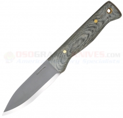 Condor Tool & Knife Bushlore Knife Fixed (4.31 Inch 1075HC Bead Blast Plain Blade) Gray Micarta Handle + Leather Sheath 23243HCM