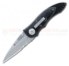 Columbia River CRKT Elishewitz E-Lock Folding Knife (2.87 Inch AUS8 Wharncliffe Satin Combo Blade) Stainless Handle w/ Black Zytel Scales 7313