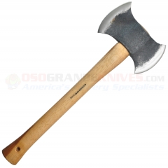 Condor Tool & Knife Double Bit Michigan Axe (6.75 Inch 1045HC Head) Hickory Handle + Leather Sheath 4051C175