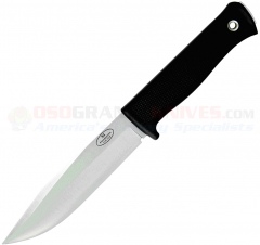 FallKniven S1 Forest Knife Fixed (5.1 Inch Satin Laminated VG10 Plain Blade) Black Thermorun Handle + Zytel Sheath FN4K