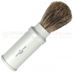 Edwin Jagger 81M530 Pure Badger Travel Shaving Brush, Silver Aluminum Handle EDW-81M530