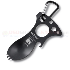 Columbia River CRKT Eat'N Tool Spork Multi-Tool (4.0 Inch Black) Spoon + Fork + Bottle Opener + Screwdriver/Pry Tip + Wrenches + Carabiner 9100KC