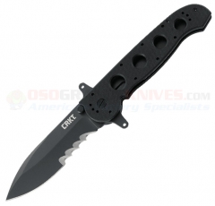 Columbia River CRKT M21-14SFG Special Forces Tactical Flipper Folding Knife (3.88 Inch Deep Bellied Spearpoint Black VEFF Combo Blade) Black G10 Handle