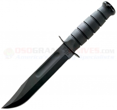 KA-BAR 1213 Black Fighting Utility Knife Fixed (7.0 Inch 1095 Cro-Van Black Plain Blade) Black Kraton Handle + Kydex Sheath 2-1213-0