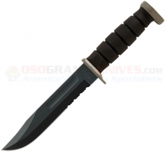 KA-BAR 1282 D2 Extreme Fighting Utility Combat Knife Fixed (7 Inch D2 Black Combo Blade) Black Kraton Handle + Kydex Sheath 2-1282-6