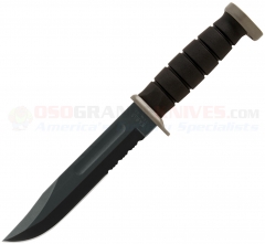 KA-BAR 1283 D2 Extreme Fighting Utility Combat Knife Fixed (7 Inch D2 Black Combo Blade) Kraton Handle + Leather Sheath 2-1283-3
