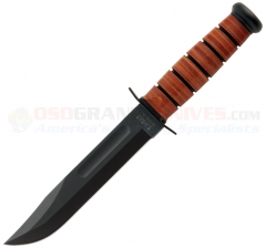 KA-BAR 5017 USMC Fighting Utility Knife Fixed (7 Inch 1095 Cro-Van Black Plain Blade) Leather Handle + Kydex Sheath 2-5017-0 KA5017