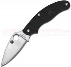 Spyderco C94PBK UK Penknife SlipIt Folding Knife (3.0 Inch CTS-BD1 Leaf-Shaped Satin Plain Blade) Black FRN Handle