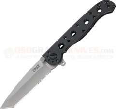 Columbia River CRKT M16-10S Carson EDC Flipper FrameLock Folding Knife (3.0 Inch Bead-Blast Tanto Combo Blade) Black Stainless Handle
