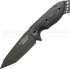 Camillus Carbonitride Titanium Knife Fixed (3.75 Inch AUS8 Tanto Black Plain Blade) Black Micarta Handle + Nylon Sheath CM18509