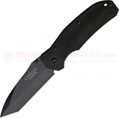 Camillus Carbonitride Titanium Liner Lock Folding Knife (3.50 Inch Tanto VG10 Black Plain Blade) Black G10 Handle CM18672