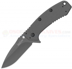 Kershaw Cryo Assisted Opening Framelock Flipper Folding Knife (2.75 Inch Gray Plain Blade) Stainless Handle 1555Ti