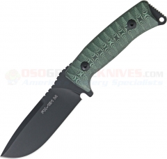 FOX Knives FX-131-M Pro Hunter Fixed (4.3 Inch N690Co Black Plain Blade) Green and Black Micarta Handle + Black Leather Sheath FOX131MGT