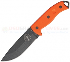 ESEE Knives ESEE-5P-OR Pilots Survival Knife Fixed (5.25 Inch Black 1095HC Plain Blade) Orange G10 Handle w/ Bow Drill Pivot + Black Kydex Sheath + Clip Plate ES5POR