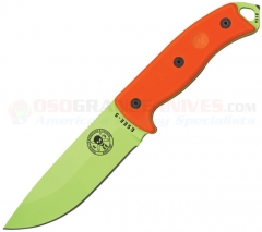 ESEE Knives ESEE-5P-VG Pilots Survival Knife Fixed (5.25 Inch Venom Green 1095HC Plain Blade) Orange G10 Handle w/ Bow Drill Pivot + Black Kydex Sheath + Clip Plate ES5PVG