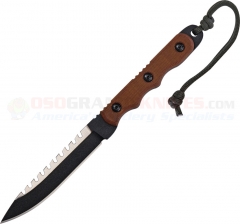 TOPS Knives Ranger Bootletter 2 Fixed (5.0 Inch 1095HC Black Plain Blade w/ Sawback) Tan Micarta Handle + Kydex Sheath RBL-02