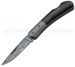 Boker Magnum Black Bone Damascus Lockback Folding Knife (2.5 Inch Damascus Plain Blade) Quincewood Handle 01MB551DAM