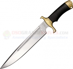 Down Under Knives Toothpick Fighting Knife Fixed (11.25 Inch 440C Mirror Polished Blade) Leather/Brass Handle + Leather Sheath DUKTP