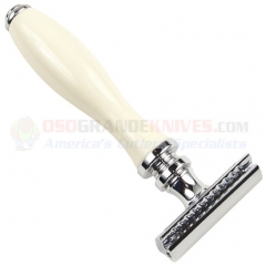 Parker Safety Razor 3 Piece (4.0 Inches Overall) Compact Imitation Ivory Handle 111W