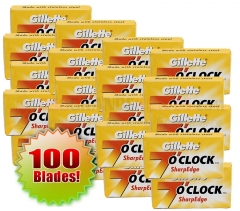 Gillette 7 O'clock SharpEdge Yellow DE Blades, 100 Ct (20 x 5)