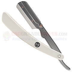Parker Barber Straight Razor (Accepts Barbershop Single Edge blades or 1/2 Inch Double-Edge blade) White Synthetic Handle SRW