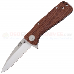 SOG TWI-24 Twitch XL Assisted Opening Folding Knife (3.25 Inch AUS8 Satin Plain Blade) Rosewood Handle SOGTWI24