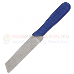 Ontario 49-4 Vegetable Knife Fixed (3.75 Inch Brushed Stainless Steel Blade) Blue Molded Textured Sanitary Plastic Handle 5115SS
