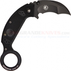 FOX Knives Derespina Chiroptera Karambit FX-590 Folding Combat Knife (2.55 Inch Black N690Co Hawkbill Plain Blade) Black G10 Handle 01FX590 FOX590