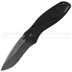 Kershaw Blur Spring Assisted Knife Black (3.375 Inch BlackWash Plain Blade) Black Aluminum Handle 1670BW