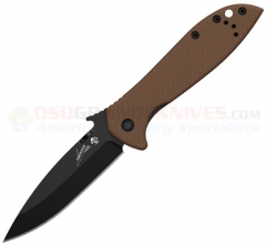Kershaw Emerson CQC-4K Framelock Folding Knife (3.25 Inch Black Blade) Brown G10 Handle 6054BRNBLK