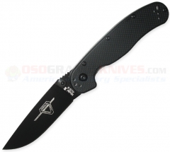 Ontario RAT Model 2 Liner Lock Folding Knife (3.0 Inch AUS-8 Black Plain Blade) Black GFN Handle 8861
