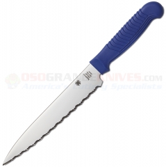 Spyderco K04SBL Kitchen Utility Knife (6.5 in. Serrated Blade) Blue Polypropylene Handle