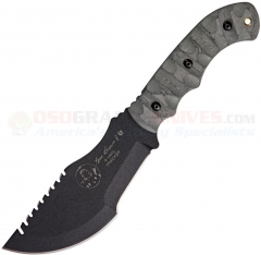 TOPS Knives Tom Brown Tracker Fixed Blade Knife (6.25 Inch 1095HC Black Blade) Gray RMT Micarta Handle + Kydex Sheath TPTBT010RMT