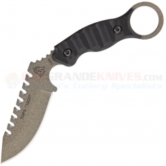 TOPS Knives 10/27 Karambit Knife Fixed (3.5 Inch 1095HC Stone Coated Sawback Blade) Black Micarta Handle + Kydex Sheath ELPNX1