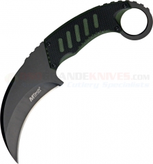 MTech Karambit Neck Knife Fixed (3.75 Inch 440A Black Hawkbill Blade) Black Green G10 Handle MT665BG