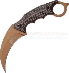 MTech Xtreme Karambit Fixed Blade Knife (3.75 Inch 440A Brown Hawkbill Blade) Black Brown G10 Handle MTX8140BN