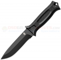 Gerber StrongArm Knife Fixed (4.8 Inch Black 420HC Plain Blade) Black GFN Handle + Molded Polymer Sheath 30-001038
